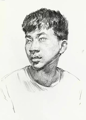 北京藝考畫室素描教學(xué)|教你如何畫帶小胡子的男青年頭像