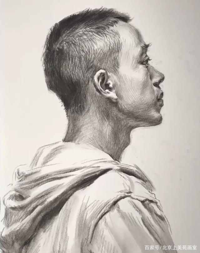 教你處理正側面男青年素描頭像&mdash;&mdash;北京上美苑畫室
